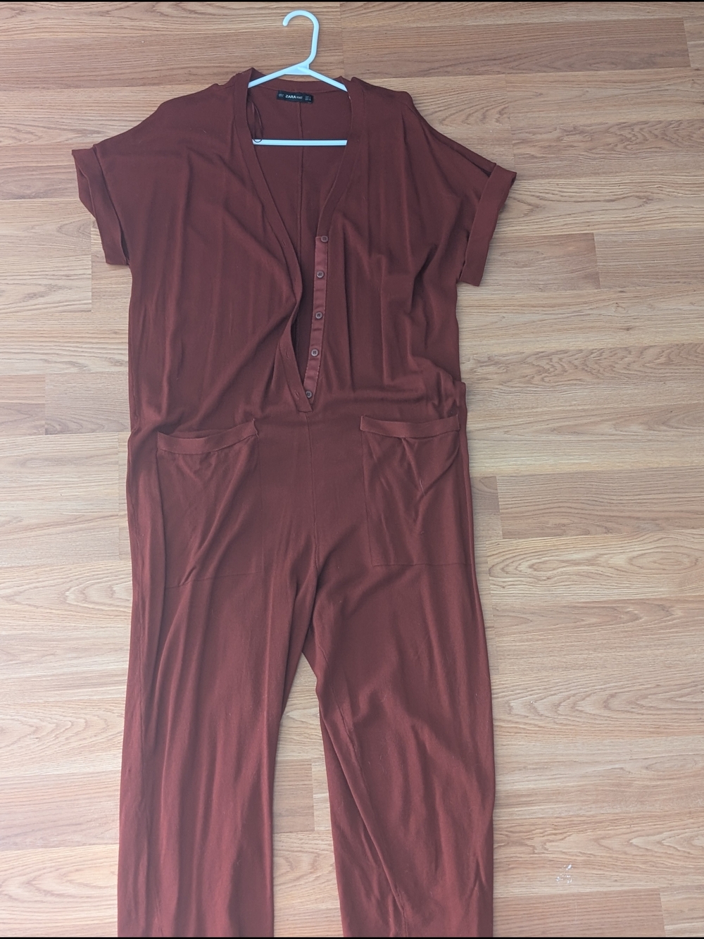 Zara Burnt Orange Button-Front Jumpsuit